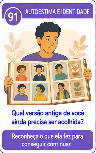 Carta da área Autoestima e identidade das +100 Cartas de Desbloqueio Emocional